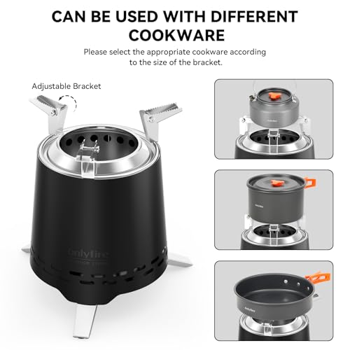 2-in-1 Wood Burning Fire Pit with Pot Rack, 7.8" Tabletop Fireplace, Black | Portable Stainless Steel Camp Stove with Carry Bag for Camping, Patio, Backyard, RV & Tailgating, Smokeless Firepit, FP053 - color: Black, size: 7.8"