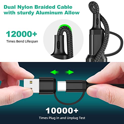 Multi Charging Cable 3Pack-6ft, 6 in 1 Multiple Phone Charger Cable - Universal USB A/C to Lightning/Type C/Micro USB Port for Cell Phone (Gray, Black, Red)