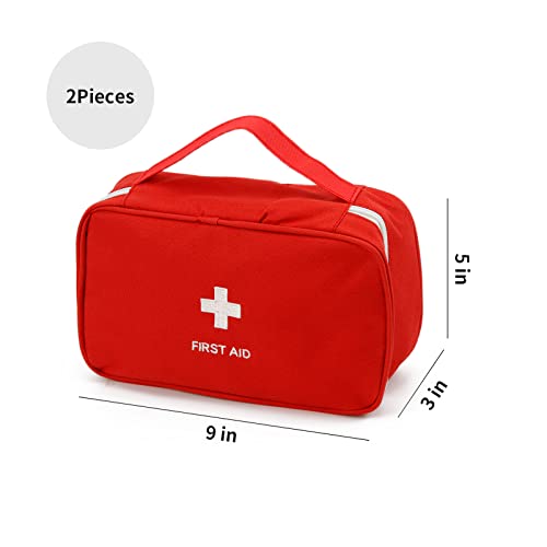 Portable Empty First Aid Kit Bag, Travel Medicine Pouch, Small Medical Bag (2 Pieces Red) - color: 2 Pieces Red