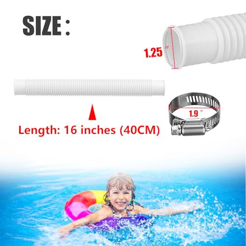 Pool Sand Filter Pump Hose– 1.25'' Diameter Pool Hose Replacement for Above Ground Pools Compatible with Intex & Coleman Pump Sand Filter and Saltwater Systems (2 pack white) - color: 2 pack white