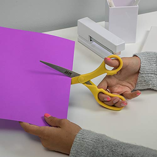 JAM PAPER Multi-Purpose Precision Scissors - 8 Inch - Yellow - Ergonomic Handle & Stainless Steel Blades - Sold Individually - color: Yellow, size: Standard (8 Inch)