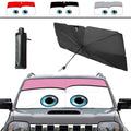 Windshield Sun Shade 2025 Car Accessories 100% Blackout Car Front Windsow Shades Umbrella Automotive Sun Visor Block Heat Insulation Protection (Pink Eyes) - color: Pink