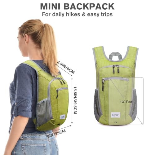 G4Free 10L/15L Hiking Backpack Lightweight Packable Hiking Daypack Small Travel Outdoor Foldable Shoulder Bag - color: Light Green, size: 10L