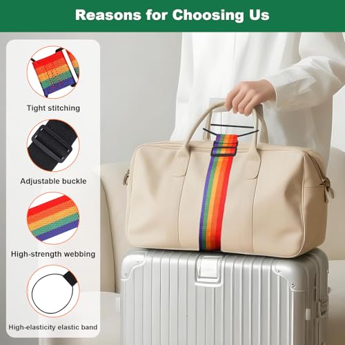 Luggage Connector Straps 2 Pack, Adjustable Add-a-Bag Strap, Black | Elastic connector belt helps attach backpacks, totes, or small duffels to rolling luggage for normal travel.