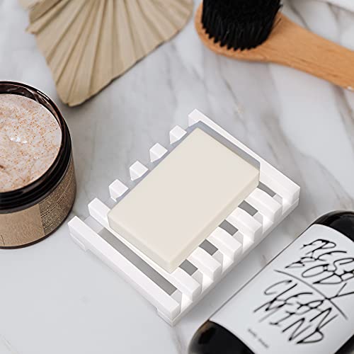 Topsky 2Pcs Soap Dish Holder, Non-Slip Bathroom Accessories Silicone Soap Case Saver, Sink Deck Bathtub Shower Dish Soap Drainer, Silicone Holder for Soap, Sponges, Scrubber (White) - color: White