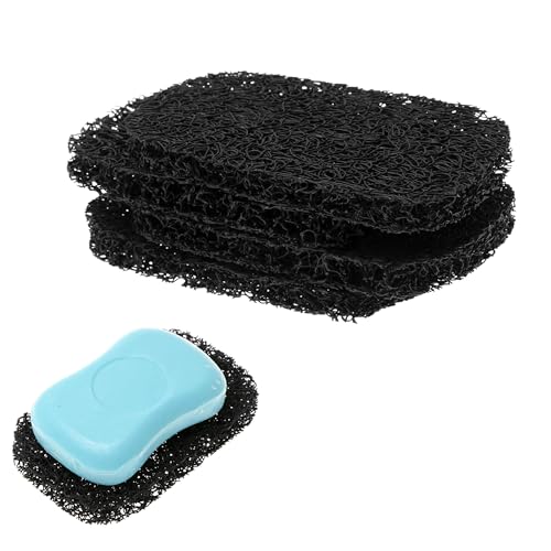 Snowkingdom 4 Pack Black Soap Saver Draining Lift Pad 2.9" x 4.5" PVC Non-BPA Non-Slip Durable - color: Black