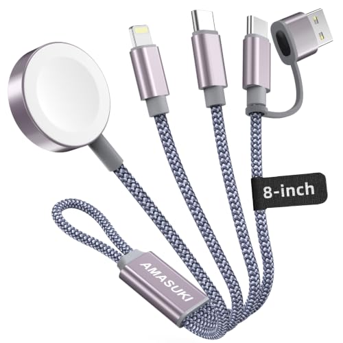 Travel Essentials,3 in 2 USB C Cable for Apple Watch Charger,iPhone Charger,Multi Charging Cable,Cruise Vacation Camping Essentials,Portable for iWatch Series 11-2/Ultra/SE & iPhone 17-12,Car,0.7FT - color: Grey, size: 1pack-0.7ft