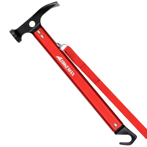 Lightweight Outdoor Camping Hammer Aluminum Tent Hammer with Tent Stake Remover, 13-Ounce - color: Red