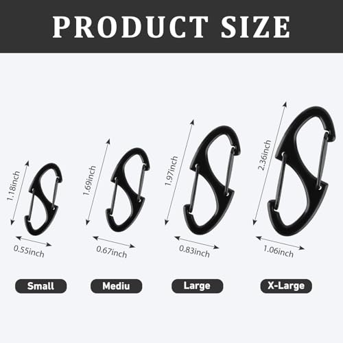 Zipper Clips Anti Theft, 20 Pcs Zipper Pull Locks for Backpacks, Double-Sided Spring S Carabiner Clasps Theft Deterrent for Luggage Suitcase Handbags Keys Purse - color: Black