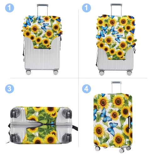 Butterfly Luggage Cover Washable Suitcase Cover Protector Fit 20-22 Inch Luggage Durable Travel Bag Cover with Zipper Closure S - color: butterfly-2, size: S(20-22inch suitcase)