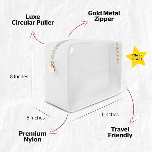 DANCOUR Clear Large Makeup Bag Travel Cosmetic Pouch TSA-Approved Transparent Toiletry Organizer Storage Case (White) - color: White, style: Large