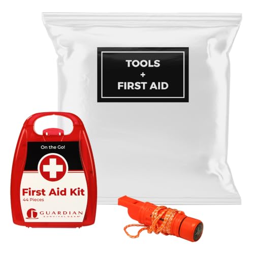 4-Person, 72 Hour Necessity Wheel Bag Survival Kit - Food, Water, Tools | 44 pc First Aid, Emergency Radio, Squeeze Flashlight, Mylar Blankets, Food & Water, Water Purification Tablets, Body Warmers