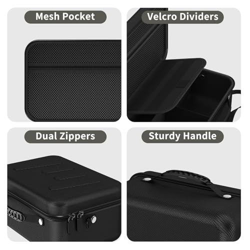 Hard Shell Camera Case Compatible with Canon EOS Rebel T7/R50/R100 and More DSLR & Mirrorless Cameras – Portable Travel Bag with Adjustable Dividers, Mesh Pocket & Shoulder Strap (Black) - color: Black