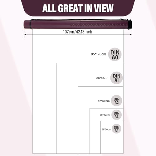 DEWEL Adjustable Poster Tube 24.5"-42", Telescoping Drawing Tube with Strap - color: Burgundy (Polygon), size: Large
