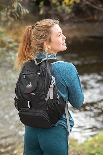 WATERFLY Small Lightweight Packable Backpack: 20l Hiking Daypack Man Woman | 20L,Recycled nylon material,Multi-compartment storage,Water-resistant,Everyday carry,Ultra Light Foldable Travel Day Pack - color: Black