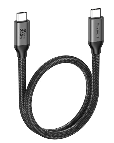 Silkland USB4 for Thunderbolt 4 Cable 1.6FT, 40Gbps USB C Data Cable, 240W | Support 8K/Dual 4K, 48-Strand Braided, Short USB C to USB C Compatible for SSD, MacBook, iPhone 17/16, iPad, Dock, Hub - size: 1.6FT