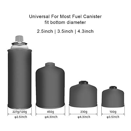 Folding Universal Fuel Can Canister Stand, Tripod Stabilizer for Camp Stove | Compact Butane Gas Tank Bracket, Plastic Cylinder Cartridge Holder, Footrest for Outdoor Hiking Stove