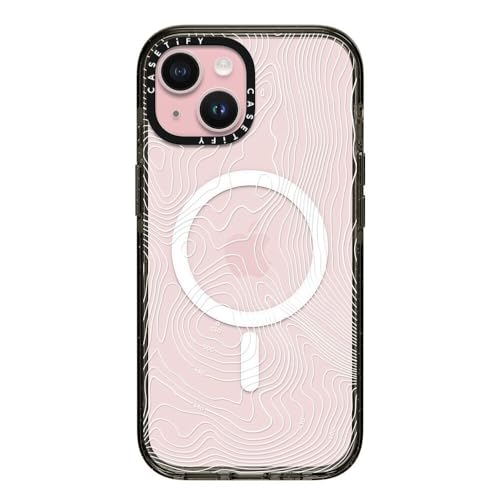 CASETiFY for iPhone 15 Case - Impact Compatible with MagSafe | 8.2 ft. 4x Military Grade Drop Protection | Topography Map | Black - color: Topography Map, size: Iphone 15 (6.1")