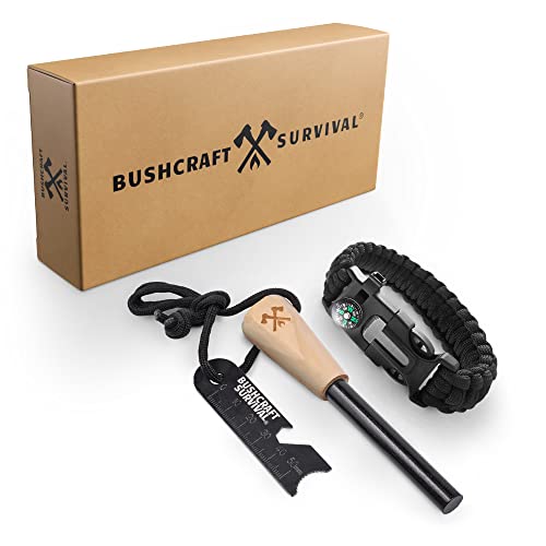 Ferro Rod Fire Starter Kit & Backpacking Multitool | Flint and Steel Striker | Waterproof Magnesium Farrow Rod Tool & Firestarter for Campfires - style: Ferro Rod W/ Paracord Bracelet Multi-tool