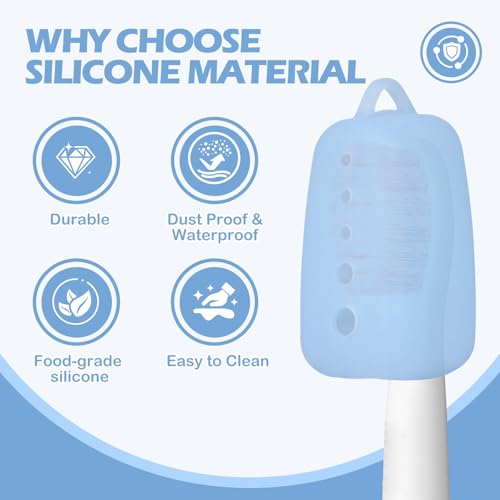 Lapfoon 8 Pack Toothbrush Covers, Silicone Tooth Brush Cover Cap | Toothbrush Caps for Electric & Manual Toothbrush Heads - color: Azure