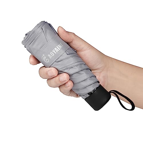 GAOYAING Compact Travel Umbrella with Case Sun&Rain Lightweight Small and Compact Suit for Pocket 34 Inches - color: Grey, size: 34 Inches