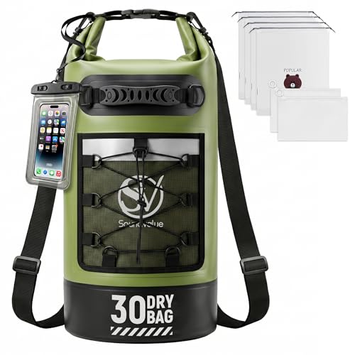 Waterproof Dry Bag, Kayaking Paddle Boarding Floating Backpack 30L Green - color: Green, size: 30L