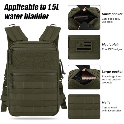 Tactical Molle Hydration Pack for 1.5L - Lightweight Water Reservoir Bag for Molle Vest Backpack, for Hiking, Hunting - color: RG
