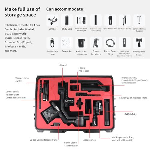 Ronin RS 4 Carrying Case for DJI RS4/RS 4 Pro,Black[Case Only] | RS4 Hard Box,RS4 Pro Gimbal Stabilizer Protection Accessories,Shockproof,Waterproof