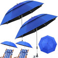 Nuanchu 2 Pack 49" Double Canopy Beach Umbrella with Clamp - color: Cobalt Blue