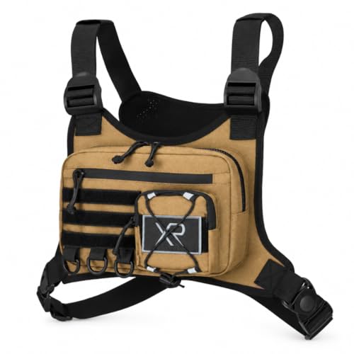 Tactical Chest Bag with MOLLE Pouches- Adjustable Outdoor Sport Chest Rig w/Holstert for Running, Hiking, Cycling & Training (Beige) - color: Beige