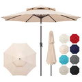 Patio Umbrella Outdoor with Tilt, 2 Tiers, 9 ft Beige - color: Cream