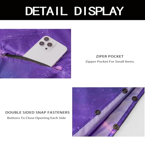Unisex Hooded Rain Poncho, Waterproof Raincoat Jacket with pocket for Adult, Rain Coat for Outdoor Activities - color: Purple Cloud