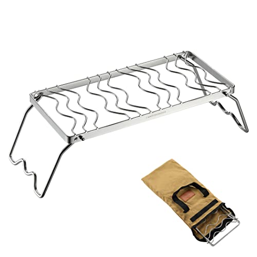 CAMPINGMOON Portable Folding Camping Campfire Grill over Fire Split Stoves 304 Stainless Steel (13.8’’L (MS-1111)) - color: 13.8''L (MS-1111)