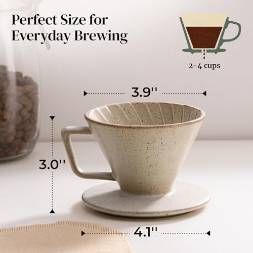 DOWAN Pour Over Coffee Maker, Non-Electric Pour Over Coffee Dripper, Manual Brew Maker, Single Cups Porcelain Slow Brewing Accessories for Gifts, Grey - color: Grey