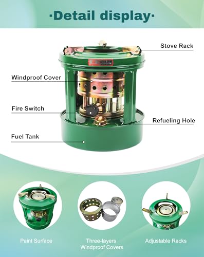 Camping Picnic Burner Furnace, Efficient Portable Camping Stove, Backpacking Oil Stoves Cooker Cookware, Handy Outdoor Portable Kerosene Stove (Round+Square) - size: Round+Square