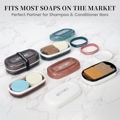 Shampoo Bar Holder and Soap Case | Leakproof Travel Container with Lid & Drain Tray | Includes Silicone Strap and Mesh Soap Bag | for Bathroom, Shower, Camping, Gym Travel (Blue, Large) - color: Blue Style A-large