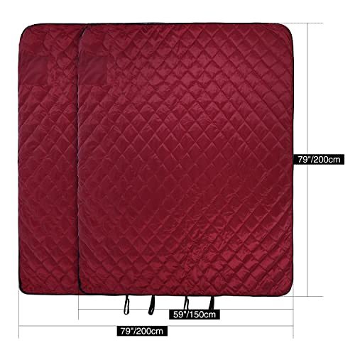REDCAMP Large Warm Blanket with Sherpa Lining, Cold Weather Outdoor Blanket Windproof for Camping Stadium, Machine Washable 79"x 79" Red - color: Red, size: 79"x 79"