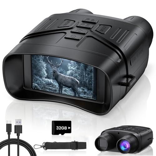 Night Vision Goggles for Adults, 4K Night Vision Binoculars with 5000mAh Rechargeable Battery and 32GB TF Card for Hunting, Wildlife Observation and Security - color: Dark Black