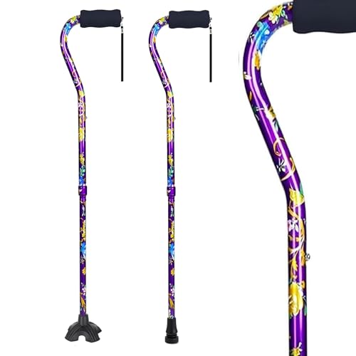 Elegant Walking Cane for Women, Foldable & Adjustable Cane for Seniors with Self-Standing Tip | Lightweight Mobility Aid for Stability & Balance Support - color: Purple2