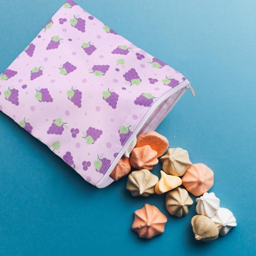 Paterr 4 Pcs Reusable Snack Bags for Kids, Washable Sandwich Bags,Fruit | Food Safe, Reusable Design, Zip Closure, Washable, Sandwich Storage, Snack Storage, Lunch, Kids, School, Travel, Picnic - style: Fruit