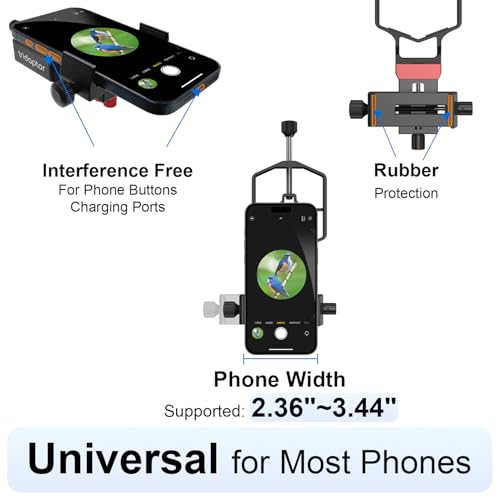 tridaptor - Universal Phone Scope Digiscoping Adapter|High-Precision XYZ Metal Telescope Mount 3-Axis Smartphone Holder for Spotting Scope Monocular Binos|Fits All Cell Phone Camera/Max 2.4" Eyepiece - color: Black 1