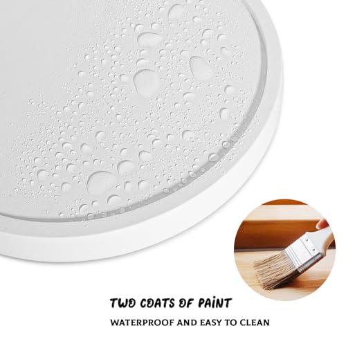 Round Decorative Tray Farmhouse Kitchen Decor Soap Dish, 10" White | Waterproof, Lightweight, Easy Clean, Wood Riser Pedestal Stand Accessories for Office Desk, Vanity, Counter, Sink - color: White, size: 10"