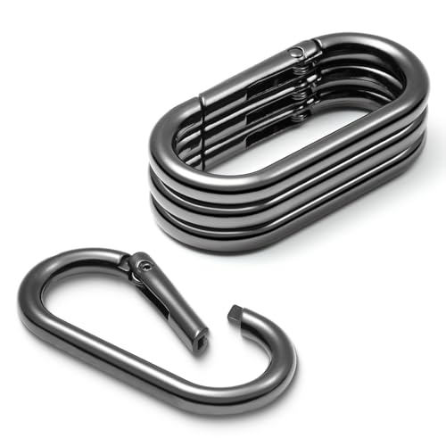 4pcs 2" Oval Spring Keyrings, Large Keychain Carabiner Clips, Spring O Rings Buckles for Purse Clip, Bag Strap Clasp, Backpack Charms, Dog Tag, Car Keyring Accessories (GunBlack) - color: 2" Length GunBlack 4pcs