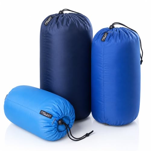 Frelaxy Stuff Sack Set 3-Pack (3L&5L&9L), Ultralight Ditty Bags with Dust Flap for Traveling Hiking Backpacking … - color: Sky Blue&Blue&Navy