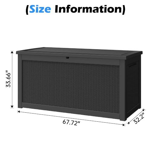 Outdoor Storage Box Waterproof, 320 Gallon Deck Box for Patio Storage - color: Rattan Black, style: 320Gallon