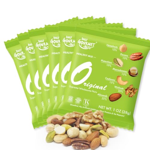 Daily Gourmet Nuts - Unsalted Mixed Nuts Snack Packs/Individually Wrapped Snacks/Nut Snacks/No Peanuts/Healthy Trail Mix Individual Packs/Deluxe Assorted Snacks / 48 Packs - size: 1 Ounce (Pack of 48)