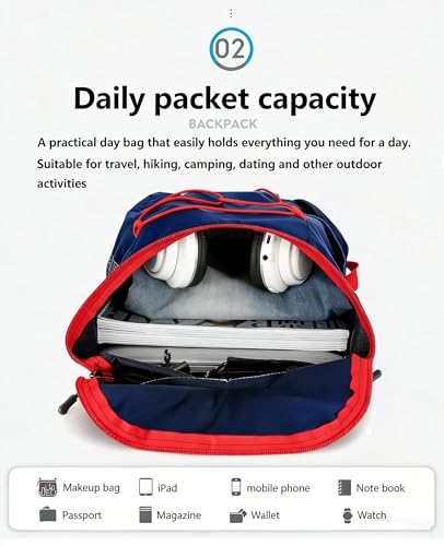 levayhill 16L Foldable Hiking Backpack,Small Packable Daypack,Navy Blue | Lightweight ,Outdoor Collapsible Rucksack,Ultralight Folding Back Pack, Water Repellent, Men Women Travel Gym, Easy Carry-on - color: Navy Blue