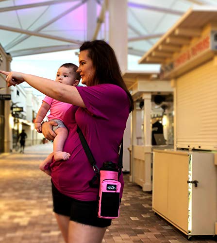 Arca Gear 40 oz Hydro Carrier - Insulated Water Bottle Sling w/Carry Handle, Shoulder Strap, Wallet and Two Pouches - The Perfect Flask Accessory - Sunset Pink - color: Sunset Pink
