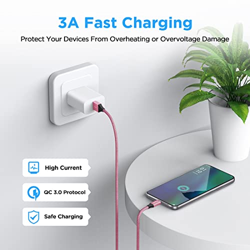 etguuds 4ft USB A to USB C Cable, 2Pack Fast Charging Cord Type C Charger - color: Pink, size: 4ft