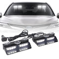 XRIDONSEN White 2 in 1 Dash Emergency Strobe Lights Front/Rear Windshield Lights Warning Safety Flashing w/Suction Cups for Volunteer Vehicles, Trucks（White - color: White